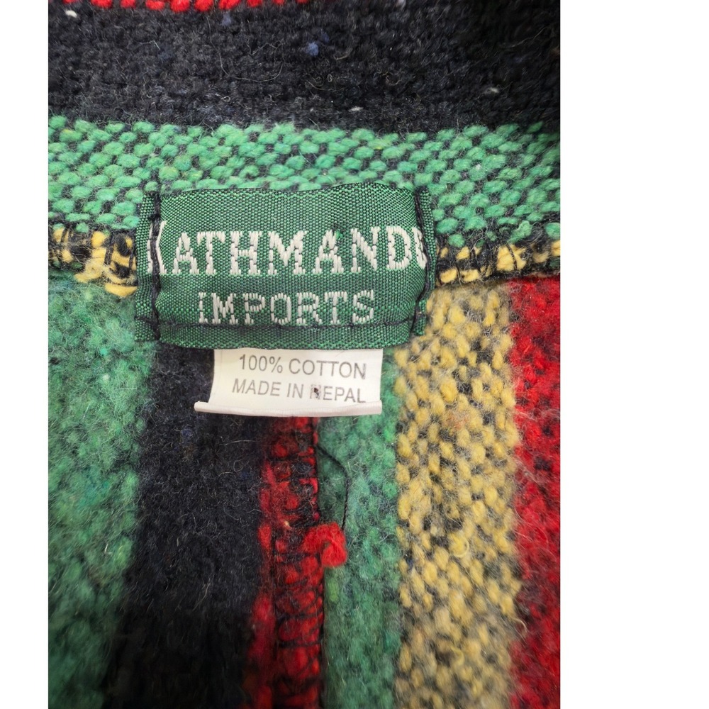 Kathmandu Imports Striped Cotton‎ Cardigan Jacket Red Green Yellow Black Nepal - Picture 2 of 7